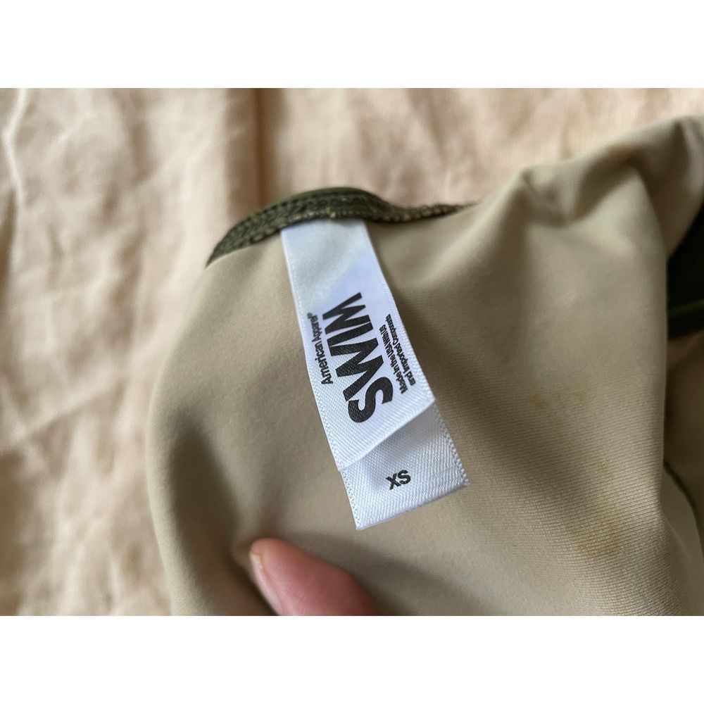 American Apparel Olive Green High Cut One Piece Swimsuit XS Scoop Back Bodysuit - Picture 6 of 6